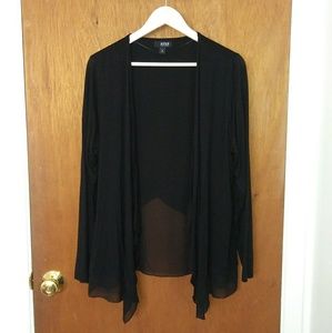 Women's Black Drapey Open-Front Cardigan Size XL